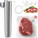 Handheld Vacuum Sealer, 304 Stainless Steel Food Saver Vacuum Sealer Machine with 10 Reusable Bags & Adapter, Cordless Rechargeable Compact Vacuum Sealer for Food, Keep Fresh & Reduce Waste