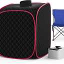 Portable Steam Sauna at Home, 9 Levels Heating, Sauna Tent for Home with Steamer and Folding Chair, Sauna for Relaxation, Detoxification, Spa (Black)
