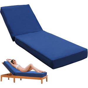 Outdoor Chaise Lounge Cushion 80"x26"x5.9", Waterproof 5.9" Extra Thickness Lounge Cushion with Removable Cover, Patio Lounge Chair Cushions for Outdoor Furniture, Navy Blue (1 Pack-80x26x5.9 Inches)