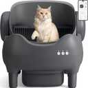 KITPLUS Self Cleaning Litter Box, Automatic Cat Litter Box with APP Control, Odor-Free Waste Disposal Includes Trash Bags, Large Waste Bin, Open-Top, for Multiple Cats
