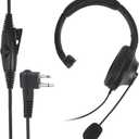 WODASEN One Side Noise Reduction Overhead Headset Voice Cancelling Cancellation Radio Headphone Single Earpiece with Boom Mic for CP100 CP200 CP200D CP185 RDM2070D BPR40 RDU4100 RDV5100 Walkie Talkie