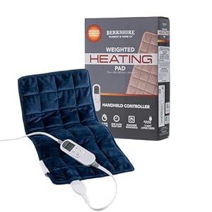Berkshire Weighted Heating Pad for Pain Relief -12"x24" Electric Heat Wrap with 10 Heat Settings, Auto Shut Off -Targets Back, Neck, Shoulder, Leg, Abdomen Cramps -Machine Washable & Portable