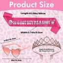 21st Birthday Sash for Women - 3Pcs 21 & Hot Buy Me a Shot Satin Sashes with Silver Foil, Tiara and Glasses Set, Girls 21st Birthday Night Party Accessories Twenty One Bday Favors