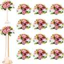 Hotop 12 Pcs Artificial Rose Flower Balls for Centerpieces, Silk Roses Kissing Balls Romantic Faux Floral Arrangements for Engagement Wedding Home Decor (Dusty Pink,Pink,White)