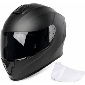 Orthrus Full Face Motorcycle Helmet for Adults Men Women DOT Approved | Motorbike Street Bike Helmets w/Tinted & Clear Visor, Advanced Ventilation, Removable Washable Liner, Matte Black Large (Black)