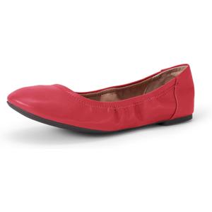 Amazon Essentials Women's Belice Comfortable Slip-On Ballet Flats Shoes, Bright Poppy Red, 9
