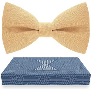 Bow Tie House Mens Bowties Pre-tied Shape Clip on Bowtie Solid Men Formal Wear for kids, baby boys, toddler any age bow ties (M - (6-18 yrs., schoolers, teens), 39 Eggnog Beige)