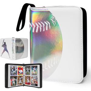400 Pockets Baseball Card Binder, Portable Waterproof Storage Album with Removable Sleeves for Baseball Sports Cards 2025-2026 Collectors (4AA-hot stamping baseball-2)