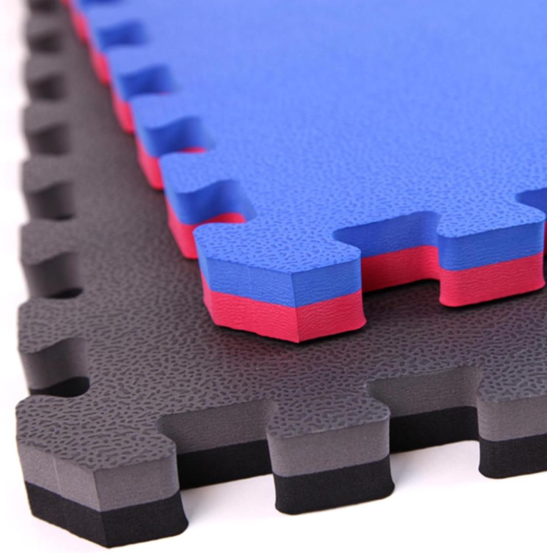 FlooringInc's 1" Thick Foam Tiles, 3'x3' or 2'x2' Reversable Interlocking Tiles, Ideal Yoga Mat, Gymnastics Mat, Workout Mat for MMA and Jiu Jitsu Training (Blue/Red)