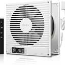 8" Room to Room Ventilation Fan with Remote, Quiet Reversible Through the Wall Air Transfer Fan, 10-Speed Smart Exhaust Vent, Temperature Control, ETL Certified for Bedroom, Kitchen, Laundry (White)