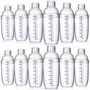 Lallisa 12 Pcs Plastic Cocktail Shaker Drink Mixer with Scales and Strainer Top Clear Shaker Cup with Measurement Plastic Mixing Tool for Tea Coffee Bubble Tea Milk(700 Cc/ 24 oz)