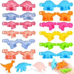 HyDren12 Pieces Play Dough Tools for Kids Toy Dough Accessories Dinosaur Plastic Molds Kits Colorful Dinosaur World Toys Set Play with Animals for Gifts Presents Party Favors