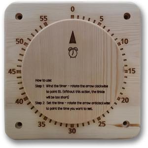 Battery-Free 55 Minutes Sauna Timer - Mechanical Core Self-Driven Timer - Accessory for Sauna & SPA Rooms
