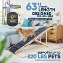 2026 Upgraded Dog Ramp for Bed, 63" Long Foldable Pet Ramp for Small Large Dogs, Dog Ramps for High Beds Car, High Traction with Platform 6 Adjustable Heights 24" to 30" Up to 220LBS, Wood