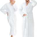 Jmr Terry Cloth Robes for Women & Men - Lightweight Cotton Bathrobe - Spa-Quality White Cotton Robe for After Shower (Large, White-kimono Collar)