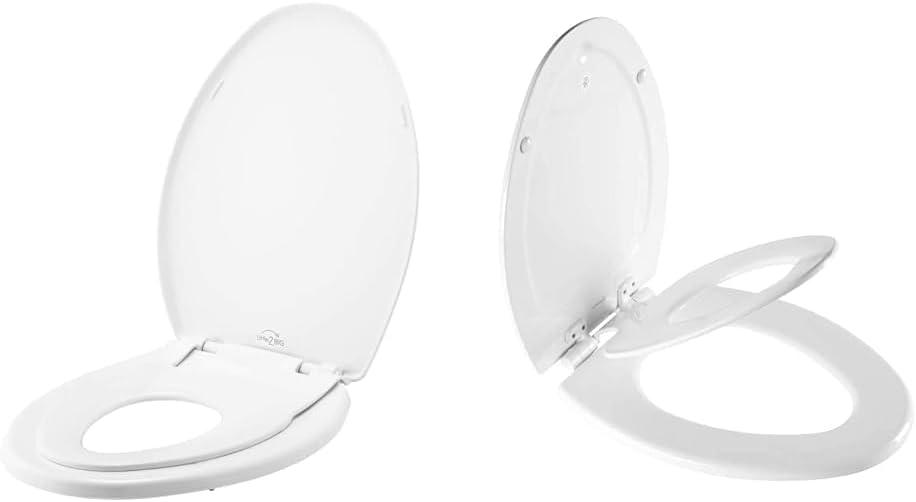 Toilet Seat with Built-In Potty Training Seat, Slow-Close, Removable that will Never Loosen, Elongated, White