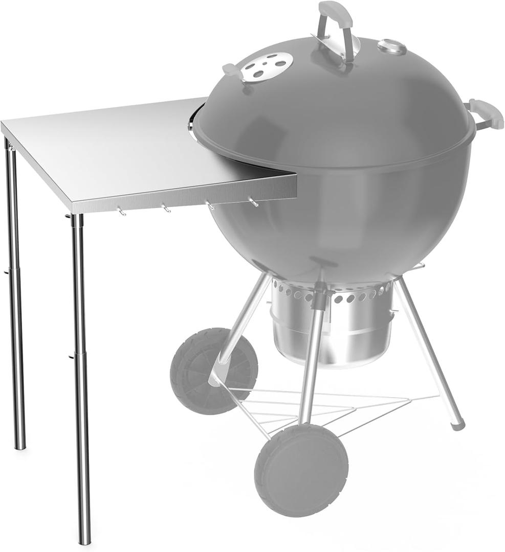 Stanbroil Stainless Steel Work Table Fits All Weber 18", 22", 26" Charcoal Kettle Grills and Other Similar Size Charcoal Kettle Grills -Patent Pending