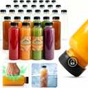 Kaderron 40pcs 12oz Plastic Juice Bottles with Caps, Empty PET Disposable Plastic Bottles, Clear Bulk Drink Containers with Black Tamper Evident Lids for Juicing, Drinking and Other Beverages