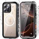 Hertekdo for iPhone 16 Pro Case, IP68 Waterproof Case for iPhone 16 Pro, Full Body Protection Compatible with iPhone 16 Pro Case MagSafe, Lens and Drop Protection, Impact Resistant TPU+PC