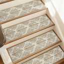 JSEI Stair Treads for Wooden Steps, 15 Pack 8" X 30" Non-Slip Machine Washable Carpet Stair Treads with TPE Backing, Indoor Stair Rug Runner for Kids Elders & Pets, Polyester, Light Beige/Brwon
