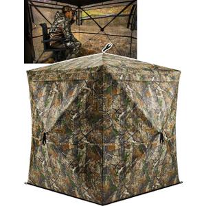 TIDEWE Hunting Blind 270See Through with Carrying Bag, Pop Up Ground Blinds, Portable Resilient Hunting Tent (Forest Fade Camo)