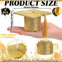 Cinnvoice Graduation Balloon Weights Pack of 5 Resin Grad Cap Balloon Holder Graduation Party Decorations Table Weights Stand Holder Centerpieces for School College Grad Supplies(Glitter,Gold)