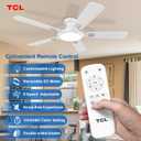 TCL Ceiling Fans with Lights, 52 Inch Low Profile Ceiling Fan with Light and Remote Control, Flush Mount, DC Reversible Motor, Noiseless, 6 Speeds Ceiling Fan for Bedroom (White)