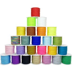Nylon String for Bracelets, 25 Colors 1125 Yards Chinese Knotting Cord, 0.8 mm Nylon Cord for Jewelry Making, Beading, Necklaces, Kumihimo, Friendship Bracelets, Tassels and Craft
