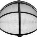 Outdoor Fire Pit Spark Screen Cover Accessory, 36In Patio Round Easy-Opening Fire Mesh Screen Guard, Heavy Duty Steel Firepit Ember Lid with Hinge