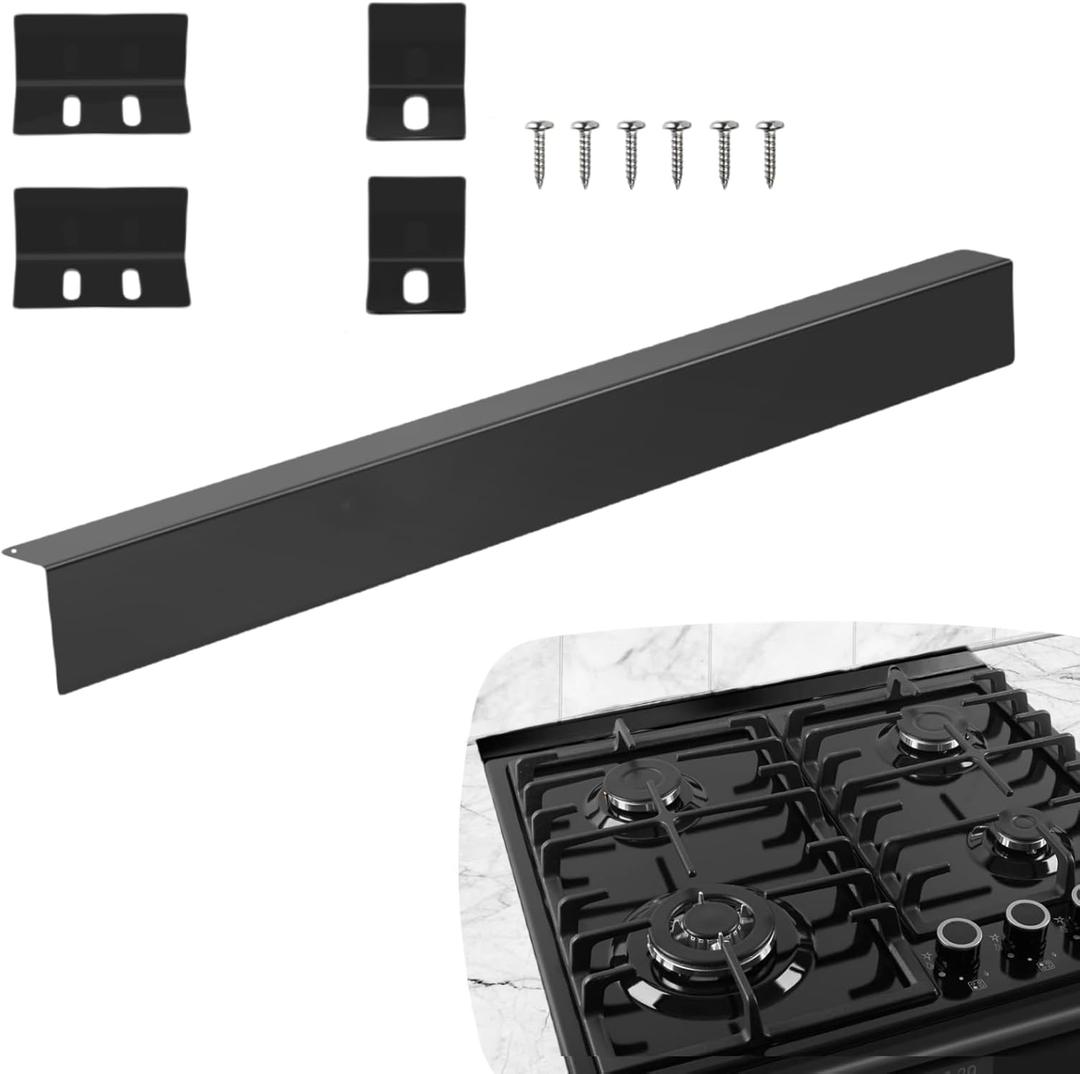 30"Slide-in Range Rear Filler KitUniversal Stainless Steel Stove Gap Filler,Stove Trim Kit for Use Between Stove and BacksplashFits Whirlpool and Most Brands of Kitchen Stove Kits (Black, 30")
