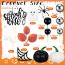 Rtteri 33 Pcs Spooky One Cake Topper Halloween Spooky One Birthday Decorations Girls Boys Black Halloween Ghost 1st Birthday Cake Picks Ghost Bat Spider Pumpkin Decor for 1st Party Supplies