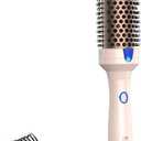 K&K 1.77 inch Volumizing Brush Heated Curling Ceramic Tourmaline Ionic Curling Iron Quick Heating Makes Hair Silky Smooth Dual Voltage Travel-Friendly Straightening Round Design (Pale pink, 1.77 Inch)