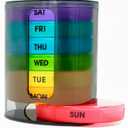 Weekly Pill Organizer (Twice-A-Day), Portable 7 Day Pill Box Case with Stackable AM/PM Compartments for Pills, Vitamin, Fish Oil, Supplements,Rainbow (Rainbow)