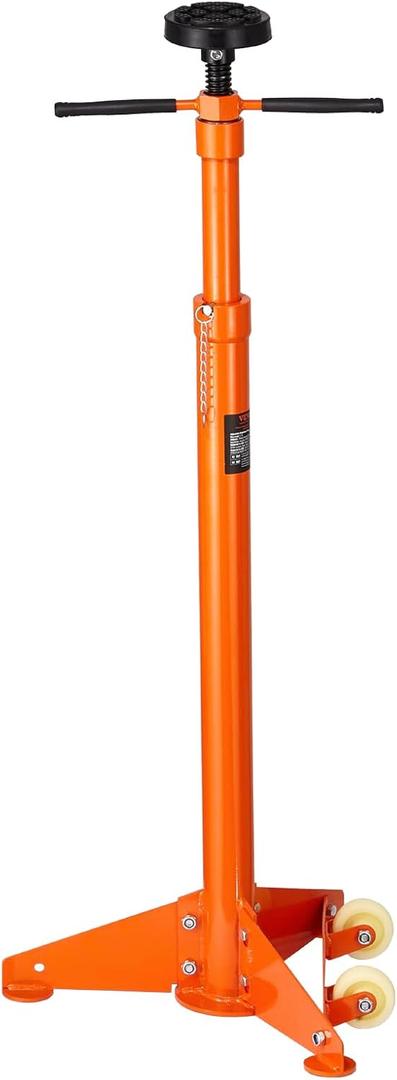 VEVOR Underhoist Support Stand, 3/4 Ton Capacity Under Hoist Jack Stand, Lifting from 38.4 to 75.4 in, Bearing Mounted Spin Handle, Self-Locking Threaded Screw, Two Wheels, Support Vehicle Components