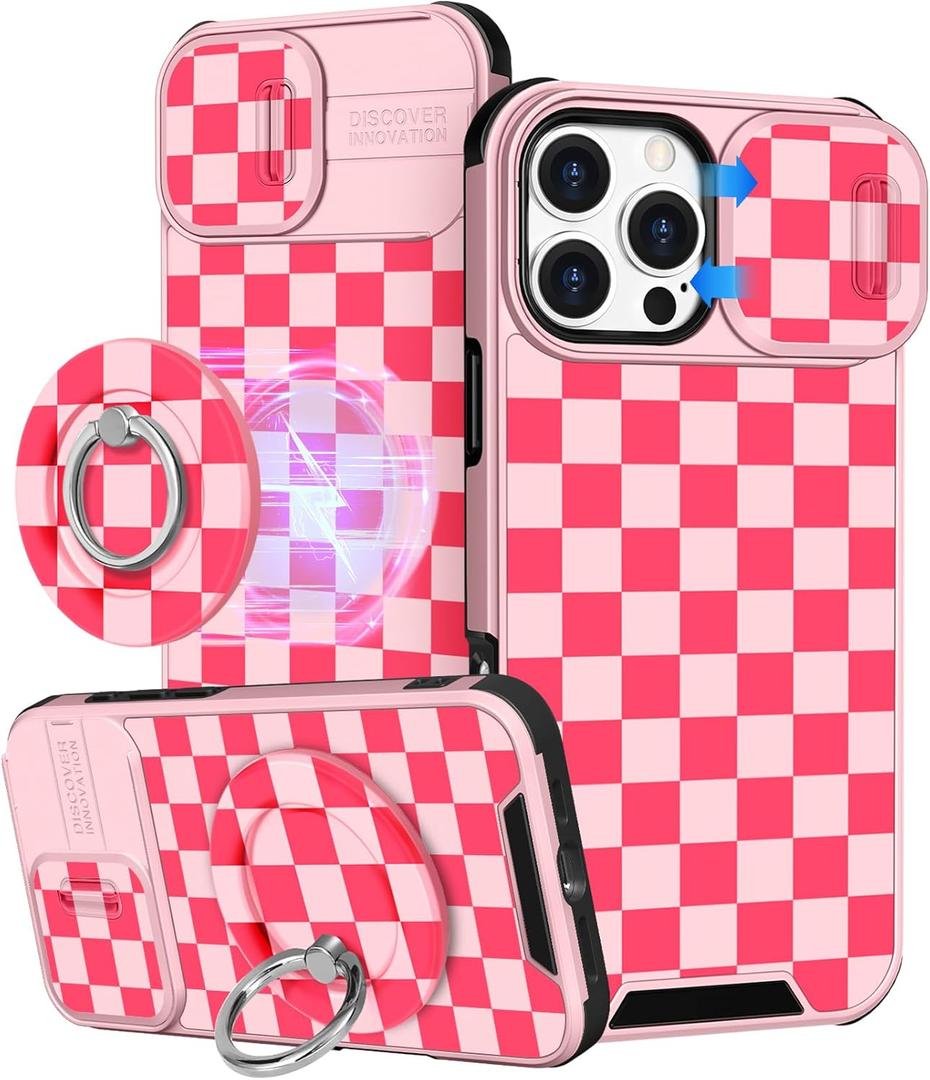 Buleens for iPhone 16 Pro Case 6.3 Inch - with Ring Stand & Camera Cover Aesthetic Cute Designed for Women Girls Pretty Unique Kawaii Girly Phone Case for iPhone 16 Pro Compatible with Magsafe