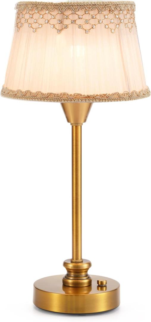 UMEXUS Cordless Table Lamp with Dimmer, Small Rechargeable Battery Operated Lamp Outdoor, Touch Warm Light Ambient Lighting for Restaurant Patio Dining Side End Table Kitchen, Antique Brass