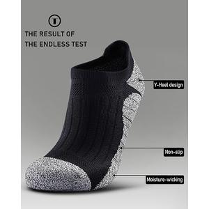 SITOISBE Men's No Show Compression Athletic Socks, Cushioned for Running Hiking , 4 Pair, L