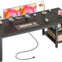 Huuger 63'' x 23.6'' Computer Desk with Power Outlets, 0.95'' Thick Desktop