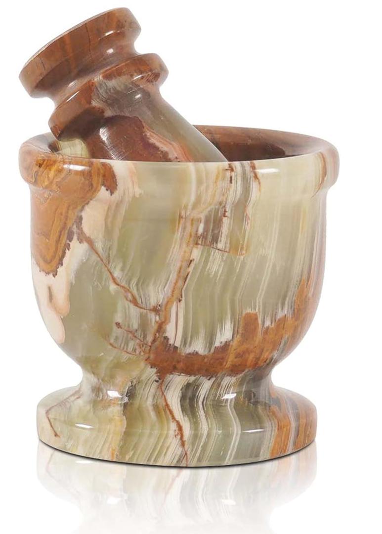 Marble Mortar and Pestle Set Green 2.5" Inches Handmade Garlic Crusher & Grinder Bowl for Kitchen Mortar and Pestle Set - Herb Grinder Spice Grinder
