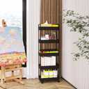 Buzowruil Rolling Storage Cart 5 Tier Organizer Mobile Shelving Unit Storage Rolling Utility Cart with Wheels for Kitchen Bathroom Laundry,Black