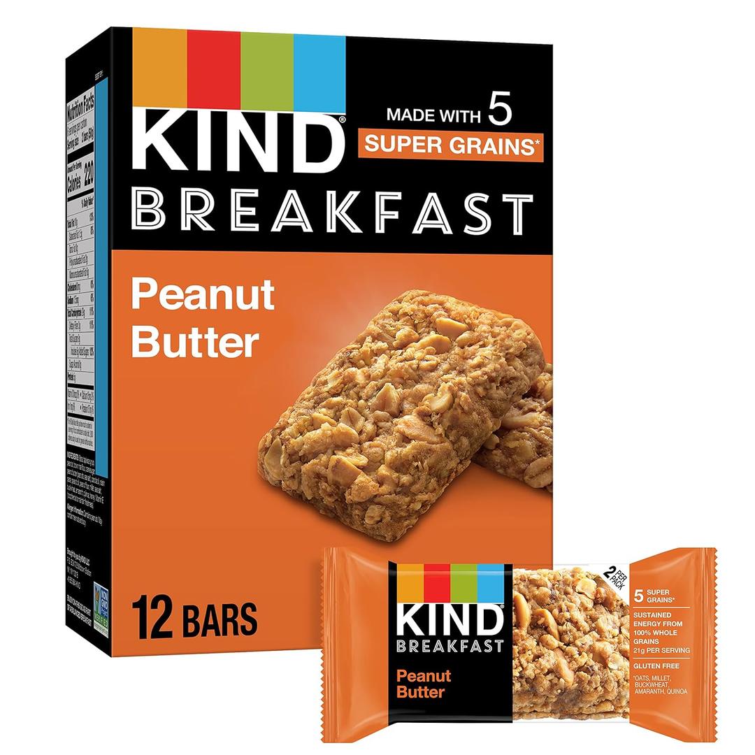 KIND Breakfast Bars, Peanut Butter, Healthy Snacks, Gluten Free, 5g Protein, 6 Count (EXP 09/16/26)