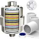 20-Stage Shower Filter-Shower Head Filter for Hard Water, with 3 Replaceable Cartridges, High Output Shower Water Filter for Removing Chlorine and fluoride, Brushed Nickel