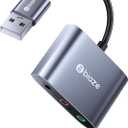 USB to 3.5mm Jack Audio Adapter External Sound Card with Dual 3.5mm Headphone and Microphone TRS Jack to USB Compatible with Windows, Laptops, Desktops Windows, MAC, Linux, PC, PS5, PS4 (Grey)