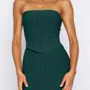 ANRABESS Women 2 Piece Skirt Sets Summer Strapless Crop Top Matching Bodycon Sexy Going Out Mini Club Dress Outfit Clothes (Green)