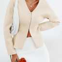 Saodimallsu Womens V Neck Sweater Blazer Peplum Long Sleeve Knit Open Front Split Cardigan Sweaters (Beige, M)