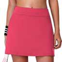 Women's Tennis Skirts High Waisted Athletic Workout Golf Skorts with Pockets Built-in Shorts Sports Running Skirts (Red, L)