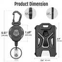 MNGARISTA 2-Pack Retractable Badge Holder, Heavy Duty Carabiner Keychain, Tactical ID Card Holder with 31.5" Retractable Badge Reel, Black