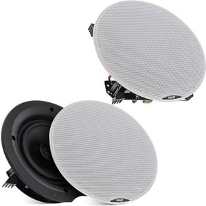 Pyle Pair 6.5 Bluetooth Universal Flush Mount in-Wall in-Ceiling 2-Way Speaker System Dual Polypropylene Cone & Polymer Tweeter Stereo Sound 300 Watts (PDICBT67), Black