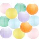 Paper Lanterns Pastel Round Hanging Chinese Lanterns for Birthday Baby Shower Rainbow Easter Party Decorations Pack of 12