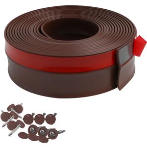 Garage Door Weather Stripping, 20FTBrown Garage Door Side and Top Seal Trim, Universal Adhesive Backed Garage Door Rubber Seal Strip Replacement with Nails